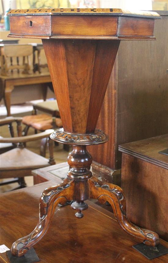 Victorian walnut and marquetry trumpet work table